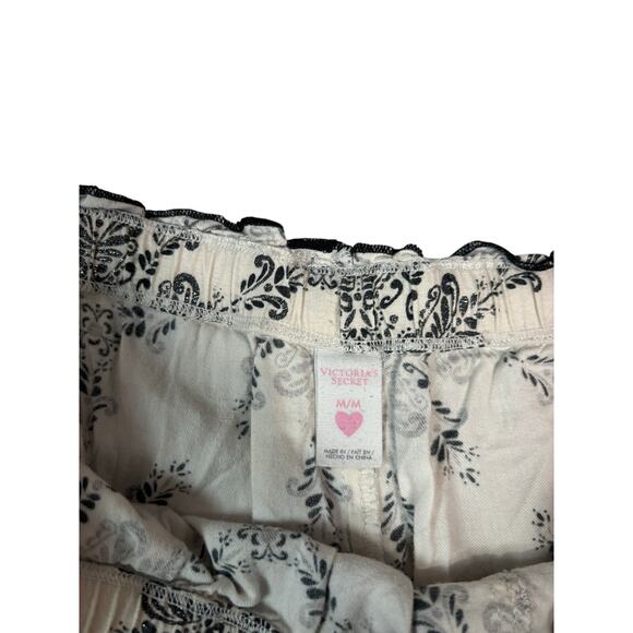 VS Cotton Pajama Pants M/M Black White Paisley
Snowflake Print PJs Ruffle Hem - Picture 3 of 5
